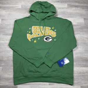 Women's XL Green Bay Packers Starter Green Fireworks Fleece Pullover Hoodie NFL
